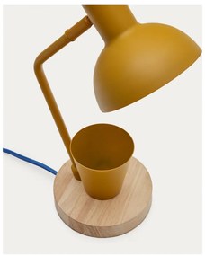 Mustársárga asztali lámpa fém búrával (magasság 37 cm) Katia – Kave Home
