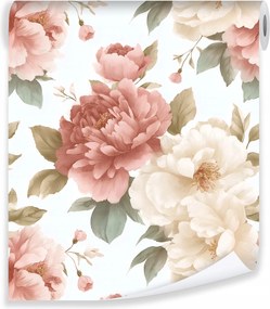 Tapéta Virágok Rózsák Bazsarózsa Romantikus Flizelin Fal Nappali Hálószoba