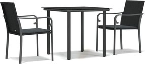 vidaXL 3 részes polyrattan és acél kerti étkezőgarnitúra párnával