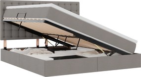vidaXL Ágy tárolóval és LED lámpával Tópszínű 180 x 200 cm Poliészter