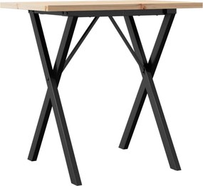 vidaXL tömör fenyőfa és acél étkezőasztal X-vázzal 80x50x75,5 cm