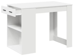 íróasztal fiókkal és polccal fehér 102x62x77,5 cm gépelt fa