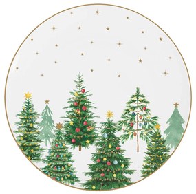 Karácsonyi porcelán desszertes tányér fenyőfa dísszel