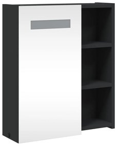 fekete tükrös fürdőszobaszekrény LED-del 45 x 13 x 52 cm