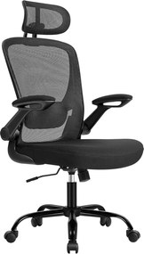 Ergonomikus irodai szék, forgószék hálós háttámlával, fekete színben
