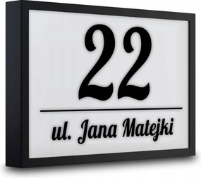 Megvilágított Házszám LED-es Címtábla 33x22 cm Fekete Házszám