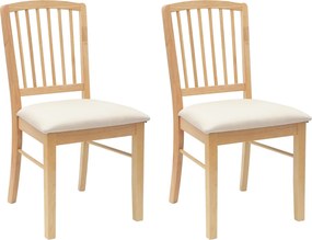 vidaXL Étkező Székek 2 pcs Természetes 50 x 52,5 x 91 cm Tömör Gumi Fa