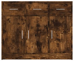 füstös tölgy színű szerelt fa tálalószekrény 91 x 28 x 75 cm