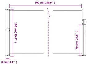 sötétzöld behúzható oldalsó napellenző 100 x 500 cm