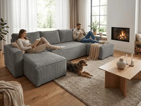 U alakú ülőgarnitúra SMART COSARO 295x140 cm, szürke