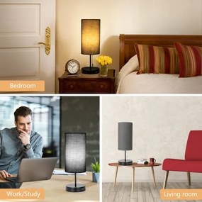 Aigostar - Asztali lámpa USB porttal 1xE27/40W/230V fekete