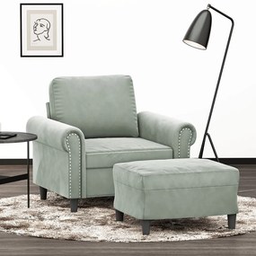 vidaXL világosszürke bársony kanapéfotel lábtartóval 60 cm