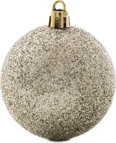 Pezsgő-fehér gyöngyház műanyag gömb szett 6 cm 12 db