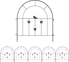 Outsunny Acél Kerti Kerítés 300 cm x 70 cm Magas Dekoratív Rács Kerítés Készlet Kutyakert Kerítés Felső Íves Kerítés Kutyák Számára Tájkerítés Kertek