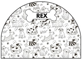 PIPPER. Védő textil falmatrica – Ív – Vidám kutyák Méret: 83x60cm, Indíték: névvel