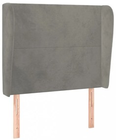 világosszürke bársony fejtámla szárnyakkal103 x 23 x 118/128 cm