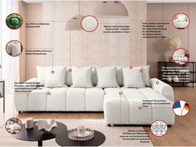 Fehér sarokkanapé (jobb oldali-heverő résszel) Albane – Ropez