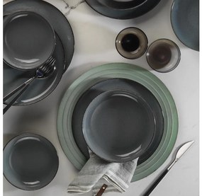 12 részes porcelán étkészlet, szürke