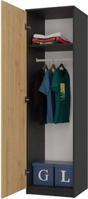 SD-50 ruhásszekrény, antracit-tölgy