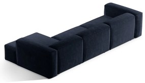 Sötétkék kordbársony sarokkanapé (jobb oldali-heverő résszel) Bergano – Cosmopolitan Design