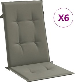vidaXL 6 db sötétszürke szövet magas háttámlájú székpárna 120x50x4 cm