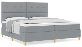 Boxspring Ágy Matrac Világosszürke 200x200 cm Szövet