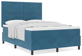 Boxspring Ágy Matracokkal Sötétkék 160x200 cm Bársony