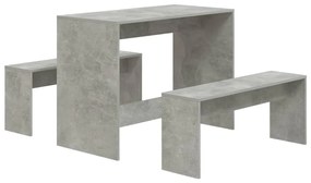3 részes betonszürke szerelt fa étkezőgarnitúra
