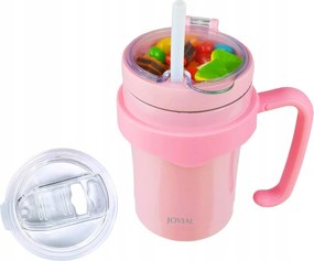 2 az 1-ben ital- és snackpohár fogantyúval és szívószállal 355 ml tartja a hőmérsékletet.