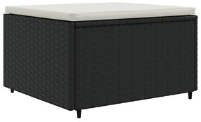 7 részes fekete polyrattan kerti ülőgarnitúra párnákkal