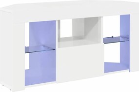 vidaXL Sarok LED TV szekrény Magas fényű Fehér 100 x 40 x 50 cm