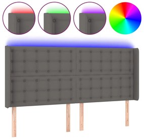 szürke műbőr LED-es fejtámla 147x16x118/128 cm