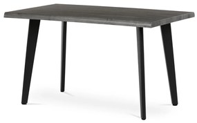 Masă de sufragerie, 130x80x75 cm, blat MDF, decor stejar gri, picioare metalice