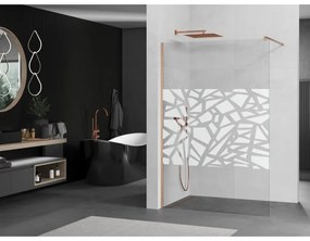 Mexen Kioto, Walk-In zuhany paraván 70 x 200 cm, 8 mm átlátszó üveg fehér mintás, réz matt profil, 800-070-101-65-85