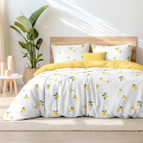 Goldea pamut ágyneműhuzat duo - citromok, sárga hátoldal 140 x 220 és 70 x 90 cm