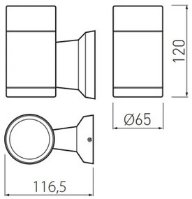 Lámpa Fali lámpa BALEO, 1 irányú, E27, 190*105*175, IP 54 (Ø105mm)