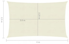 krémszínű HDPE napvitorla 160 g/m² 2,5 x 4 m
