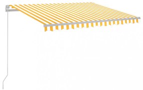sárga és fehér kézzel kihúzható LED-es napellenző 300 x 250 cm