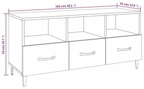 szürke sonoma színű szerelt fa TV-szekrény 102 x 35 x 50 cm
