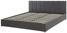 Szürke műbőr ágyneműtartós franciaágy 180 x 200 cm DREUX Beliani