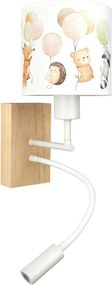 Brilagi - LED Flex. lámpa BOBO WOOD 1xE27/25W/230V + LED/3W tölgy/fehér/állatmintás