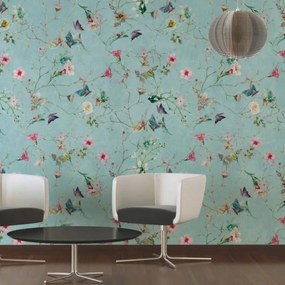 Fali fotótapéta Növényi minta Virágok Ágak Pillangók a Flizelinen