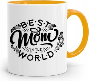 Sárga Bögre Ajándék Anyukáknak Best Mom fényképes nyomattal