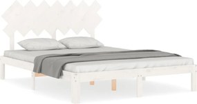 vidaXL fehér tömör fa ágykeret fejtámlával King Size