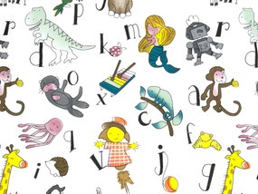 2 db díszpárnahuzat szett KIDS ALPHABET 40x60 cm, fehér