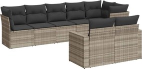 vidaXL 8 részes világosszürke polyrattan kerti ülőgarnitúra párnával