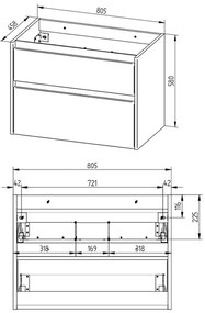Mereo Mereo, Opto, fürdőszoba szekrény 81 cm, fehér-tölgy riviéra, MER-CN931S