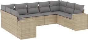vidaXL 9 részes bézs polyrattan kerti ülőgarnitúra párnákkal