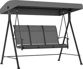 Outsunny Hollywood Swing 3-Személyes Hinta, Állítható Napernyővel, Karfás Hintaágy, 240 kg Teherbírás, Fém, Textil, Sötétszürke, 195 x 118 x 170 cm |
