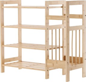 4 szintes bambusz polc kiegészítő oldalsó polccal 73,5 x 28 x 66 cm